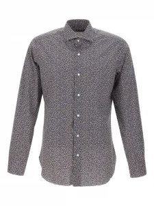 Рубашка с микрооптическим узором Barba, серый