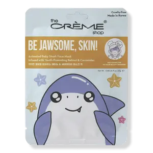 Будь потрясающей, кожа! Анимированная тканевая маска для лица с изображением малыша-акулы. The Crème Shop