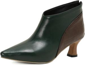 Женские ботильоны DINTAHA на низком каблуке с заостренным носком, короткие ботинки на низком каблуке, Green
