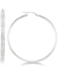 Текстурированные серьги-кольца из стерлингового серебра Simone I. Smith, silver