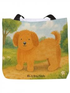 Сумка-шоппер с рисунком пушистой собаки, без слогана, белого цвета Mr. & Mrs. Panda