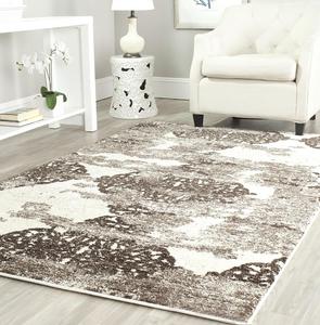 Ковер для интерьера SAFAVIEH, 122 x 183 см, Retro Collection, Beige & Light Grey, современный абстрактный дизайн, не линяет и прост в уходе, идеален для помещений с высокой проходимостью: прихожая, гостиная, спальня (RET2866-1379)