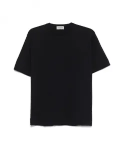 Футболка с круглым вырезом темно-синего цвета John Smedley, синий