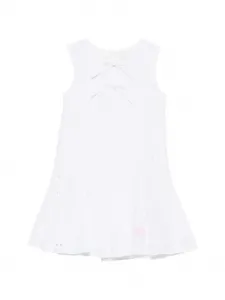 Платье с вышивкой англез и бантом MSGM Kids, белый
