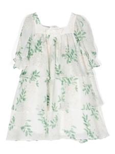 Ярусное платье с цветочным принтом Patachou, белый