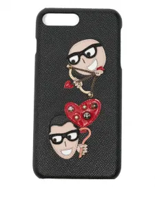 Чехол для iPhone с тисненым сердцем Dolce & Gabbana, черный