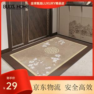 Budis Ковер 100х120 см для прихожей/кухни/спальни, водонепроницаемый, противоскользящий, в новом китайском стиле, с рисунком "Весеннее цветение"