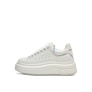 PT'SON Универсальные белые кроссовки Platform с эффектом увеличения роста низкие скейтбордские женские белый/элегантный черный, цвет White/Elegant Black