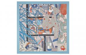 Шелковый шарф Unisex HERMES, синий