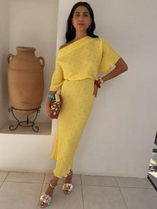 Платье миди Tilly Plisse Never Fully Dressed, Yellow