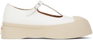 Белые балетки Мэри Джейн с Т-образной перемычкой Marni