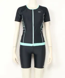 FILA/(W) Однотонный комплект из футболки с коротким рукавом и застежкой-молнией с логотипом.