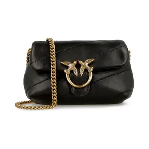 Сумка на плечо Love Micro Puff c из кожи овечьей наппы Pinko, черный