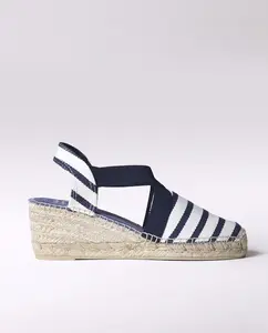 Женские эспадрильи на клиновидной подошве из полосатой ткани с резинками Toni Pons, светло-голубой