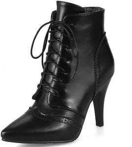 Женские ботильоны DINTAHA с заостренным носком, шнуровкой и каблуком-стилето, заостренные ботильоны до щиколотки, 1-Black