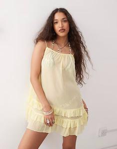 Платье-сетка COLLUSION желтого цвета