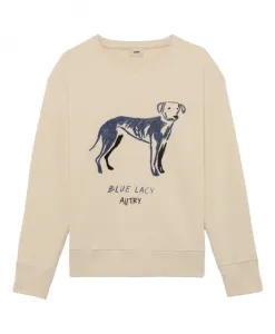 Синий кружевной хлопковый свитер Autry, желтый