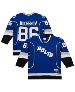 Мужская футболка Tampa Bay Lightning Nikita Kucherov синего цвета, сезон 2013-14, Power Play Mitchell & Ness