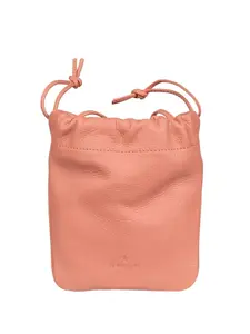 Кожаная сумка-ведро с завязкой Il Bisonte, розовый
