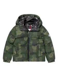 Утепленная куртка с капюшоном Escer Moncler Enfant, зеленый
