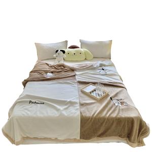 Пледы, пледы для дивана и флисовые одеяла Sanrio, Four Patchy Pacha Dog (Coffee)