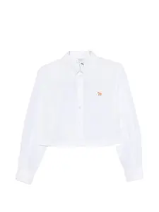 Рубашка с длинными рукавами и нашивкой-логотипом Maison Kitsuné, белый