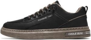 Мужская повседневная обувь из кожи, корейский стиль, модные кроссовки, легкие и комфортные лоферы, туфли для бизнеса и повседневной носки Qacksv, черный