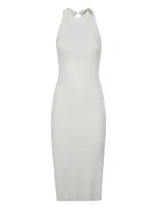 Платье-халтер в рубчик HINNOMINATE, белый