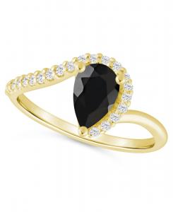 Кольцо с лондонским голубым топазом (1,5 карата) и бриллиантами (1,5 карата) в оправе из желтого золота 10 карат Macy's, Onyx