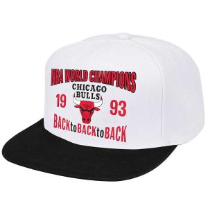 Кепка NBA CHICAGO BULLS BACK TO BACK TO BACK 1993 SNAPBACK CAP Mitchell And Ness, цвет Weiß/Schwarz