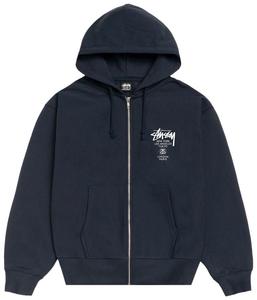 Толстовка на молнии Stussy World Tour, темно-синяя