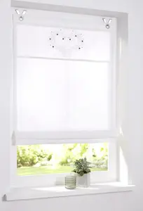 Римская штора , люверсная штора Svea Weiss в деревенском стиле, сердце, романтика, 45 х 140 см Kutti