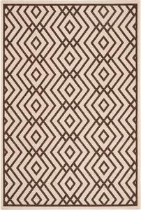 Ковер SAFAVIEH, 161 x 229 см, Linden Collection, Natural & Brown, геометрический рисунок, без осыпания и простой в уходе, для помещений и улицы, моющийся - идеально для патио, заднего двора, прихожей (LND126B)