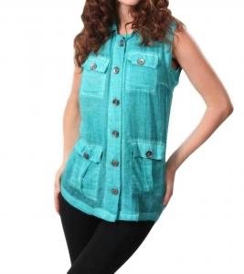 Жилет с карманом-карго Oil Wash в бирюзовом цвете ANGEL