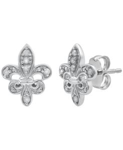 Серьги Diamond Fleurdelis (1/10 карата) из стерлингового серебра Macy's, Sterling Silver