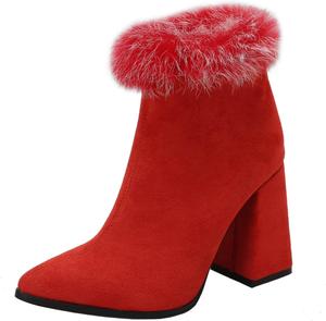 Женские модные ботильоны LYYSKY с высокими каблуками 9,5 см, заостренным носком, короткие, с лаконичной задней молнией, размер US4-US15, Red Suede(T636)