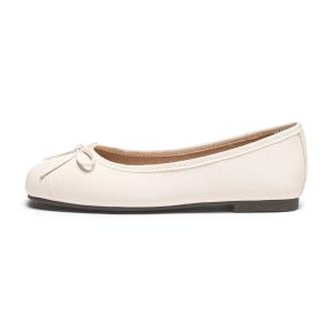 Французские маленькие кожаные туфли, женские повседневные туфли на плоской подошве Hotwind, 03 Beige