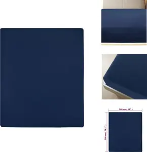 Простыня на резинке , джерси, темно-синяя, 160x200 см, хлопок vidaXL