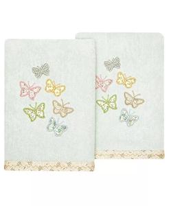 Набор украшенных полотенец Linum Home Mariposa из турецкого хлопка, синий