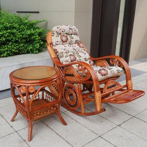 Комплект плетеной мебели из натурального ротанга: Кресло-качалка с выдвижной подножкой и кофейный столик