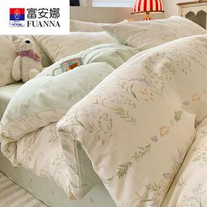 FUANNA Комплект постельного белья 4 предмета, простыня на резинке 180х200 см, высокоплотный сатин, цвет Mushroom Rabbit