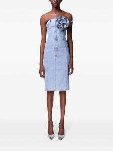 AREA платье без бретелей с цветочной аппликацией, синий