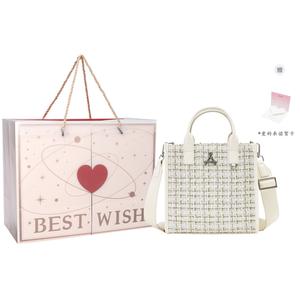 KONADCT Искусственная кожаная сумка-шоппер через плечо унисекс среднего размера черная, White Heartfelt Box