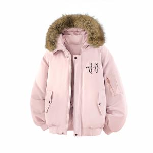 Пуховик Unisex Hooded Thickened Patchwork HUANQIU, розовый