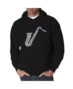 Мужская худи с принтом - Saxophone LA Pop Art, черный