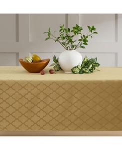 Скатерть Modena из жаккардовой ткани для прямоугольного стола, обладает повышенной водостойкостью, устойчивостью к выцветанию, складкам и пятнам, геометрическим решетчатым узором HLCme, Gold