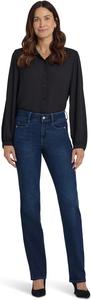 Женские джинсы Marilyn Petite Straight со вставками в цвете Blacken Blue NYDJ, Blacken Blue