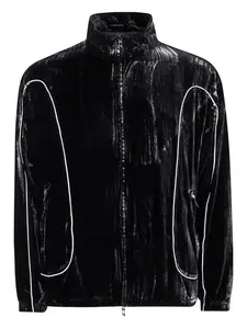 Спортивная куртка из бархата с контрастной окантовкой DIESEL, черный