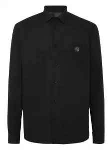 Рубашка с вышитым логотипом Philipp Plein, черный