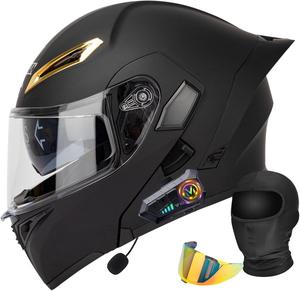 Шлем модульный Halying Bluetooth, черный / золотой